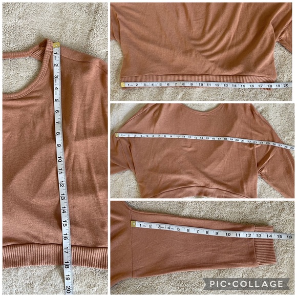 Project Social T Cropped Sweatshirt Batwing Sleeves & Cut-Out Back w/ Twist Hem - Picture 7 of 12